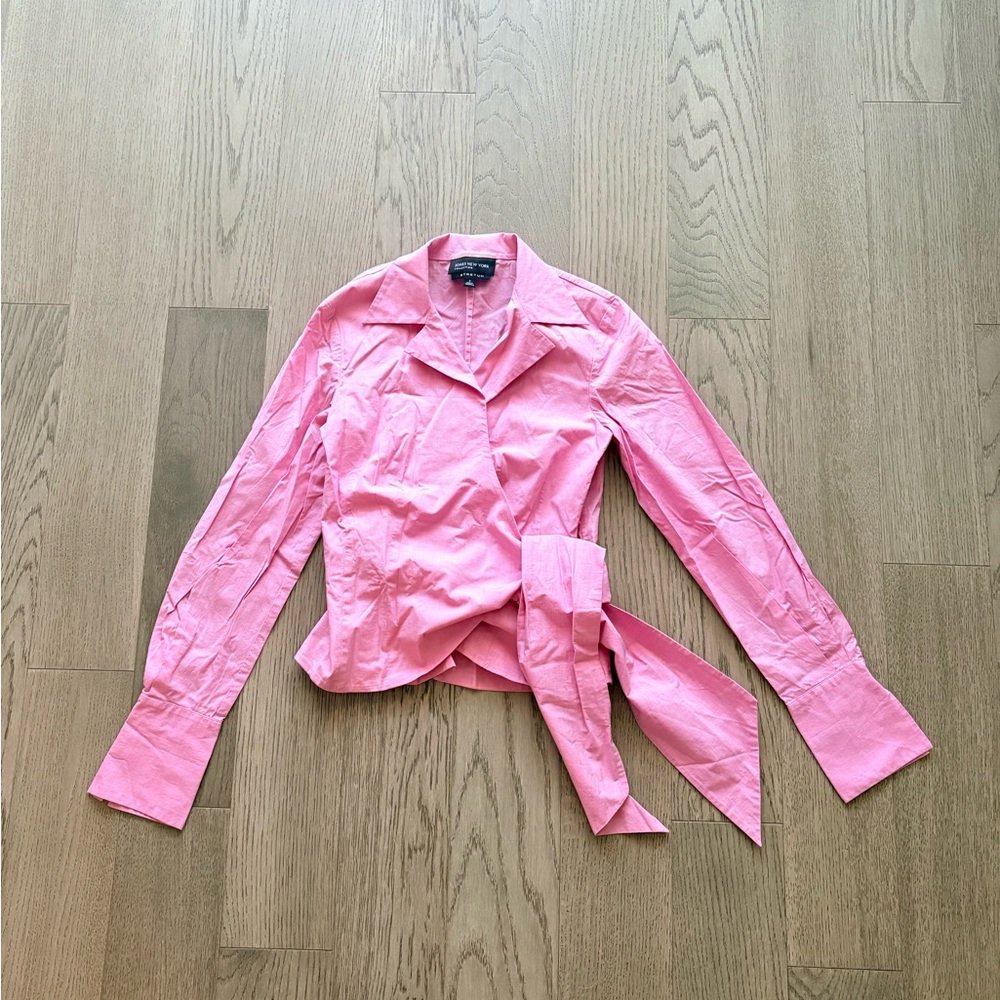 Jones New York Pink Wrap Blouse with Tie Waist